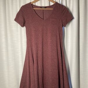 Burgundy V-Neck Dress